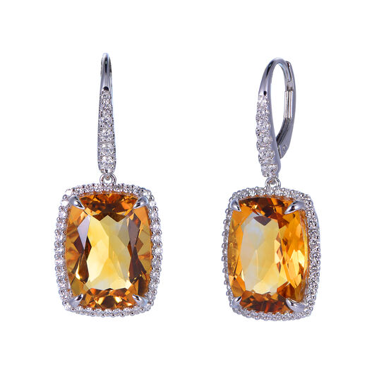 Boucles d'Oreilles Citrine en Or Blanc image number 0