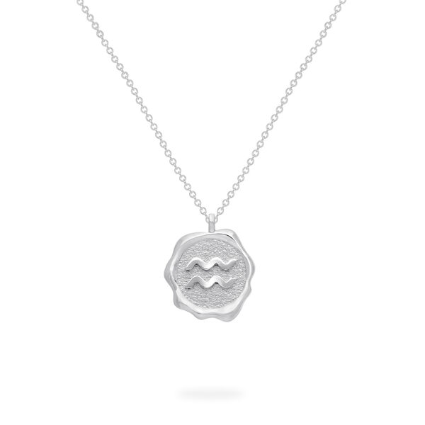Zodiac Aquarius Pendant in Sterling Silver