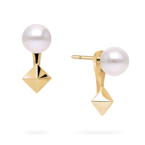 Clous d'oreilles en or jaune avec perles