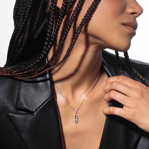 Move Uno Large White Gold and Diamond Pav&eacute; Pendant