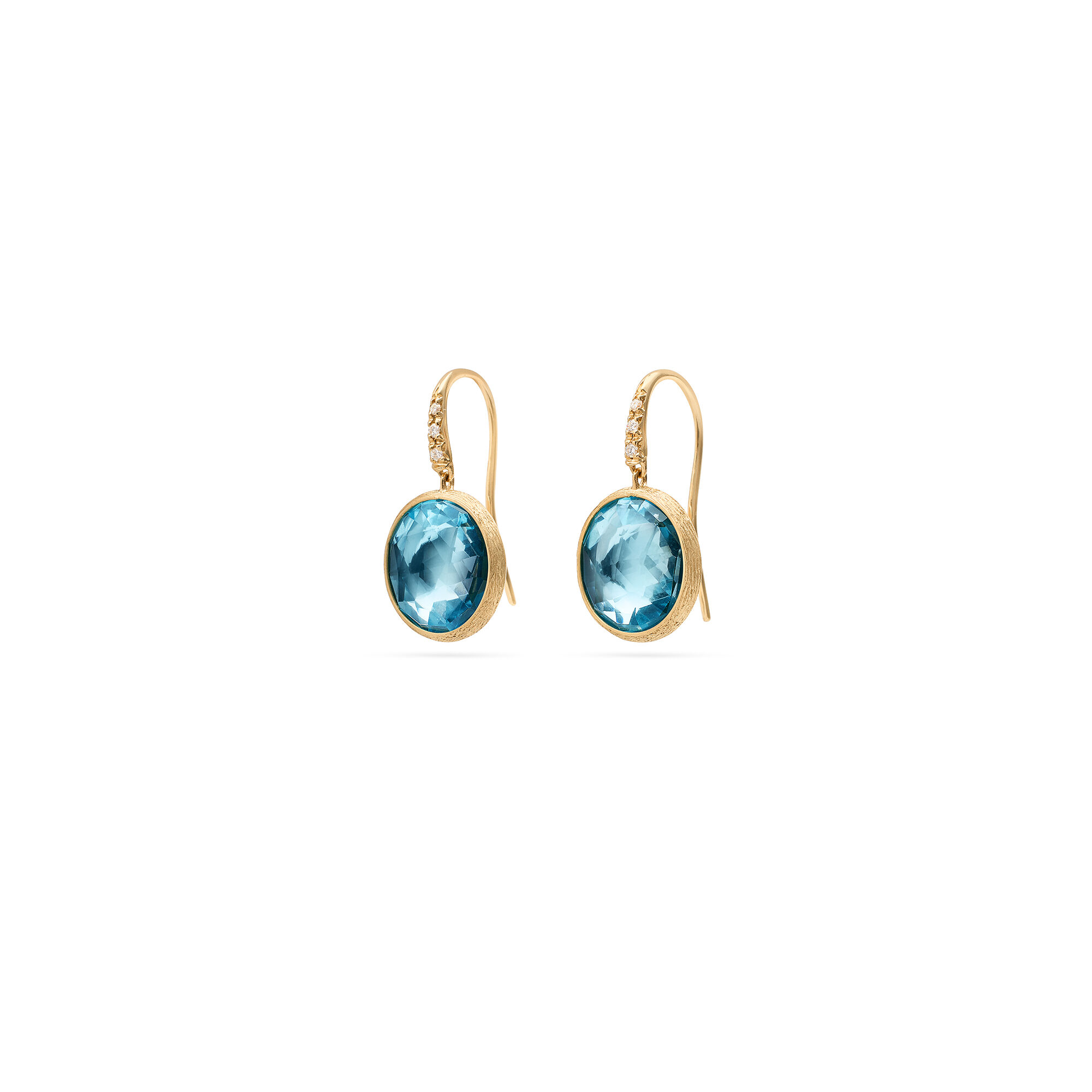 Jaipur Colour Yellow Gold, Diamonds and Blue Topaz Earrings
