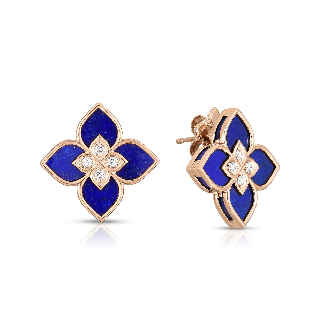 Venetian Princess Rose Gold Lapis-Lazuli and Diamond Stud Earrings image number 0
