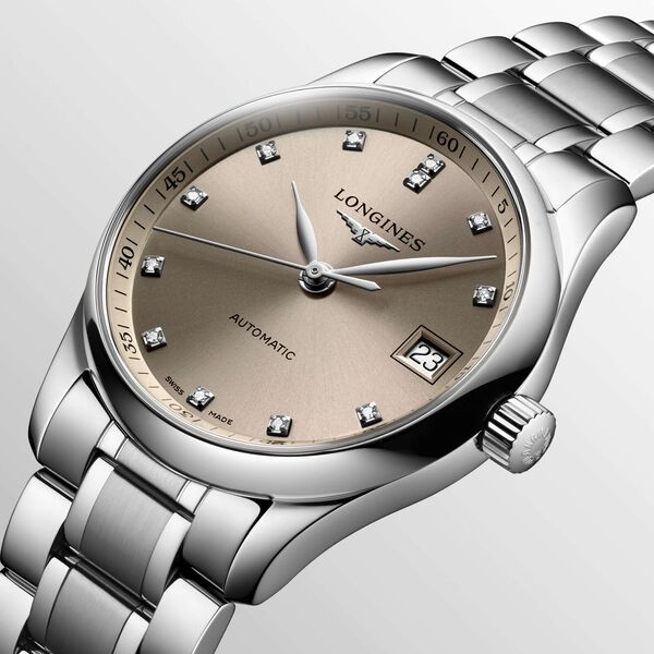 Master 34 mm automatique en acier inoxydable et diamants