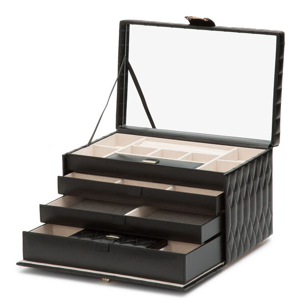 Coffret à bijoux Caroline noir, grand modèle 