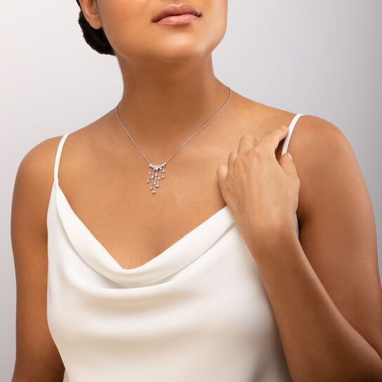 Diamond Bezel Large Drop Necklace image number 1