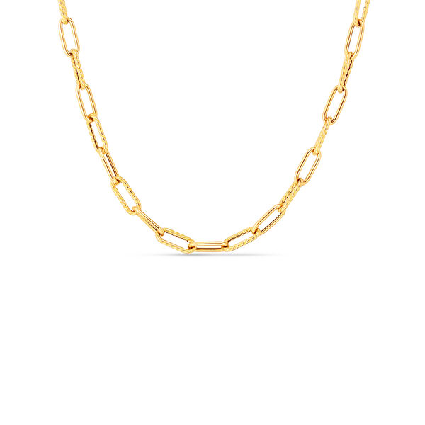 Classic Gold Yellow Gold Paper Clip Twist Chain Necklace-34"