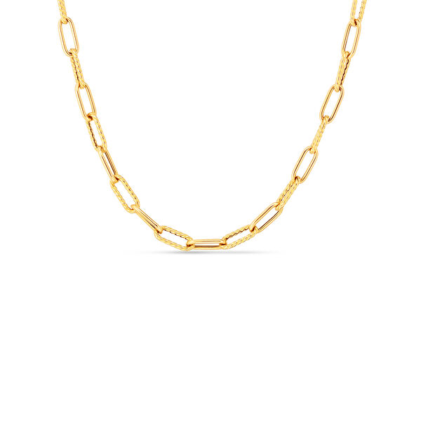 Collier chaîne trombone twist Designer Gold en or jaune