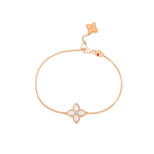 Bracelet chaîne Princess Flower en or rose nacre et diamants