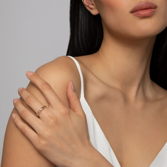 Birks Iconic Stackable Rose Gold Pebble Ring on model image number 3