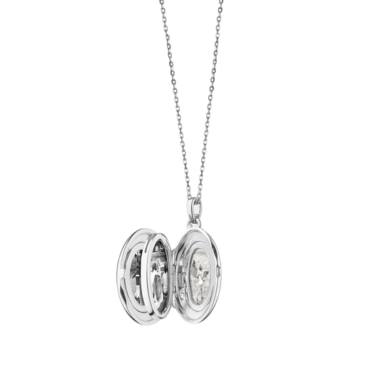 Silver Locket with White Sapphires image number 1