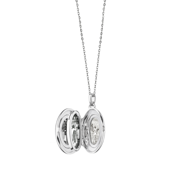 Médaillon Four Image Lockets en argent avec saphirs blancs