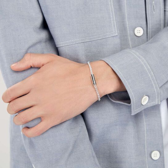 Le Gramme 11g Polished Silver Chain Cable Bracelet CARPO1711 On Model image number 1