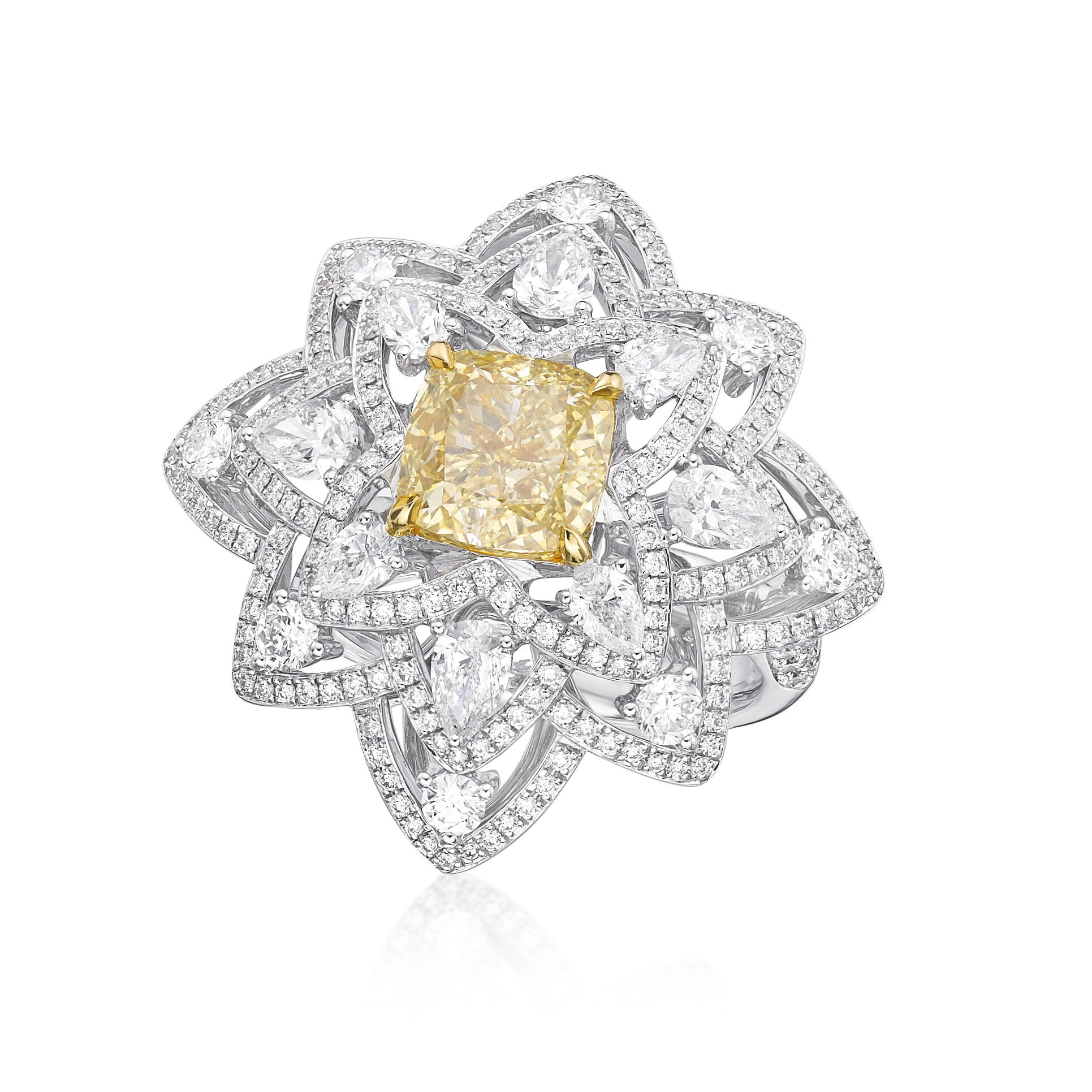 Yellow Diamond Starburst Ring