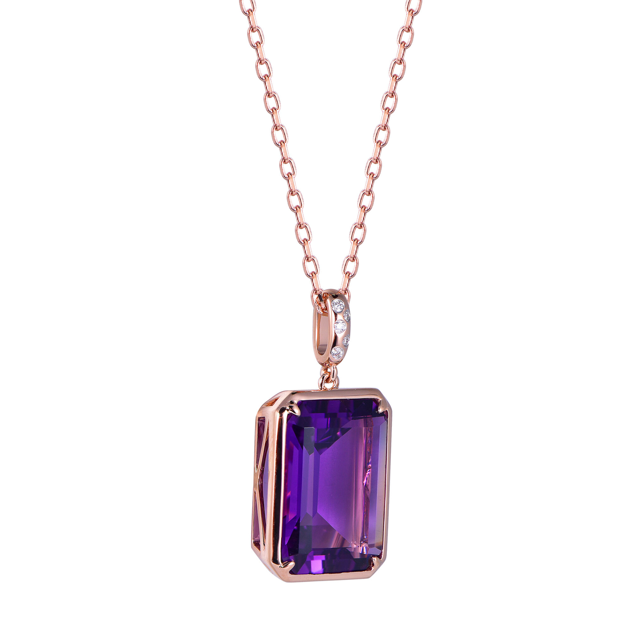 Amethyst Pendant in Rose Gold