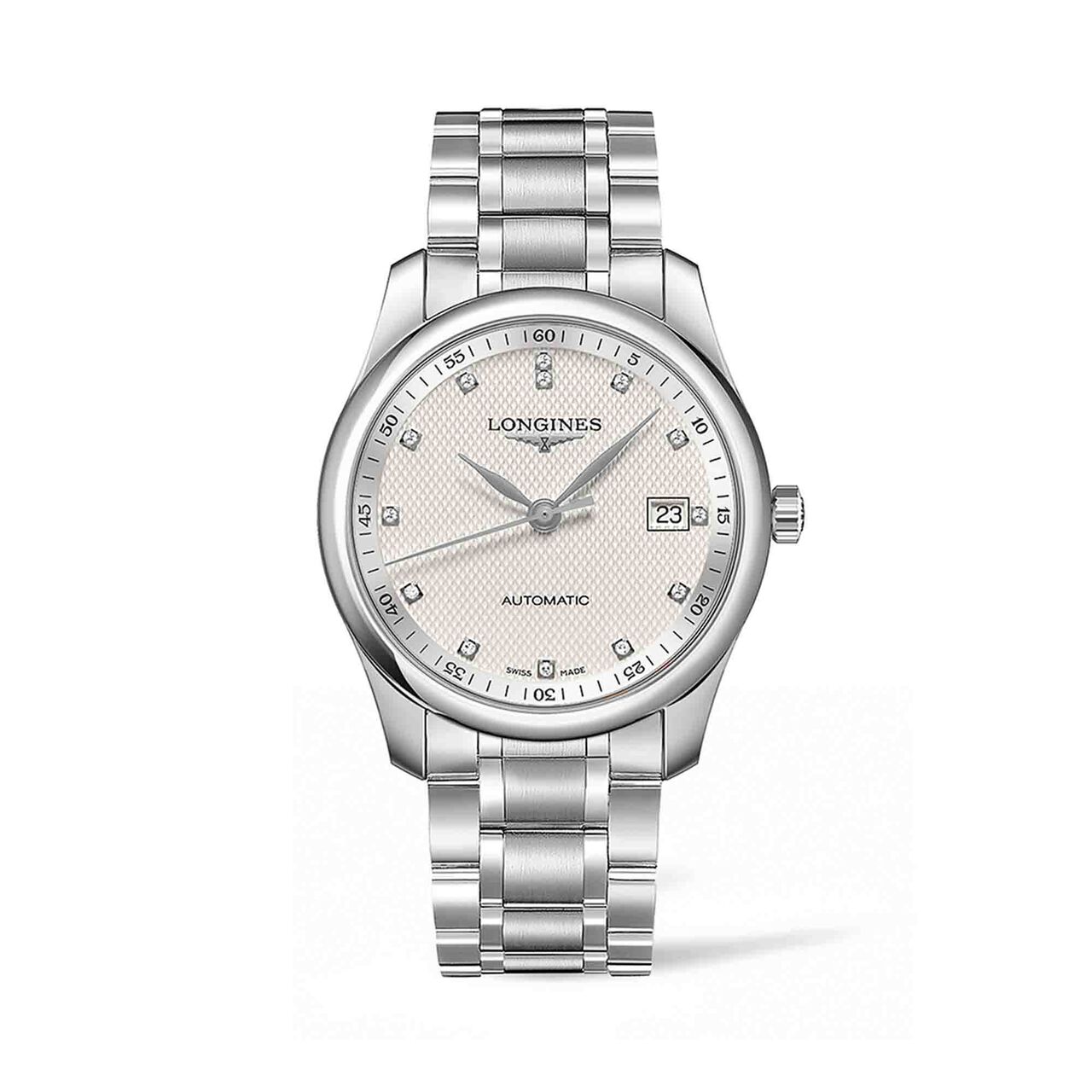 the longines master collection 40mm automatic steel silver dial diamonds indexes l27934776 image number 0