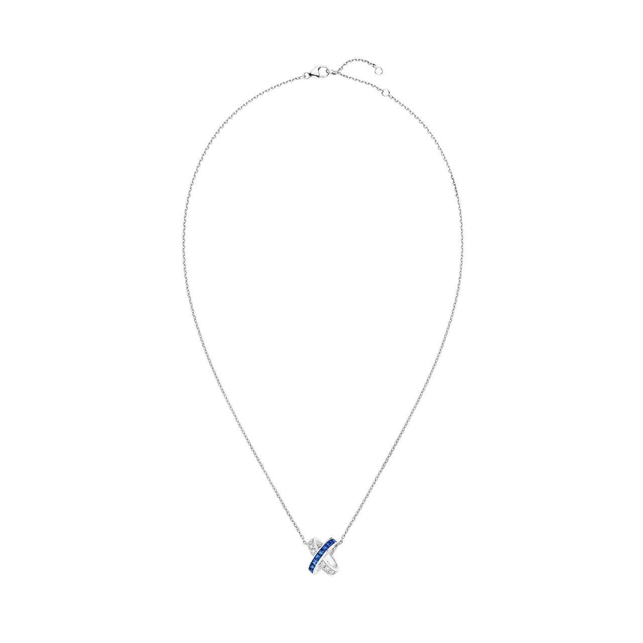 Jeux De Liens White Gold, Blue Sapphire and Diamond Pavé Pendant image number 1