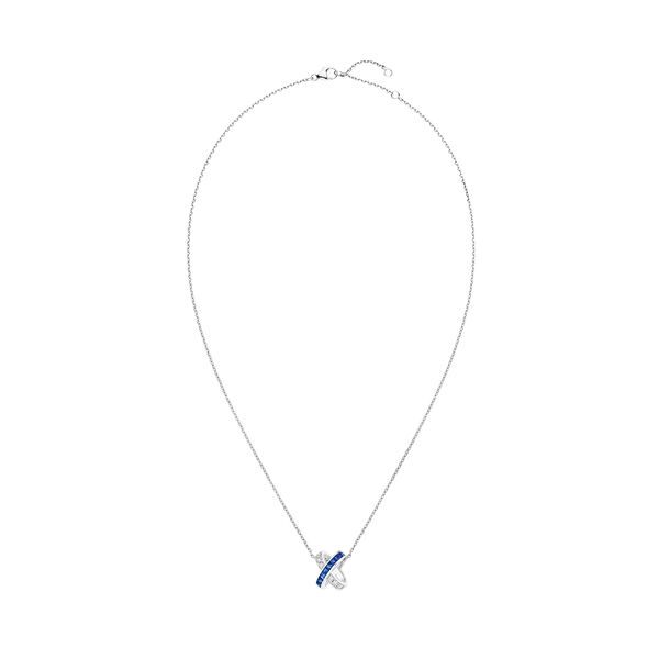 Jeux De Liens White Gold, Blue Sapphire and Diamond Pavé Pendant