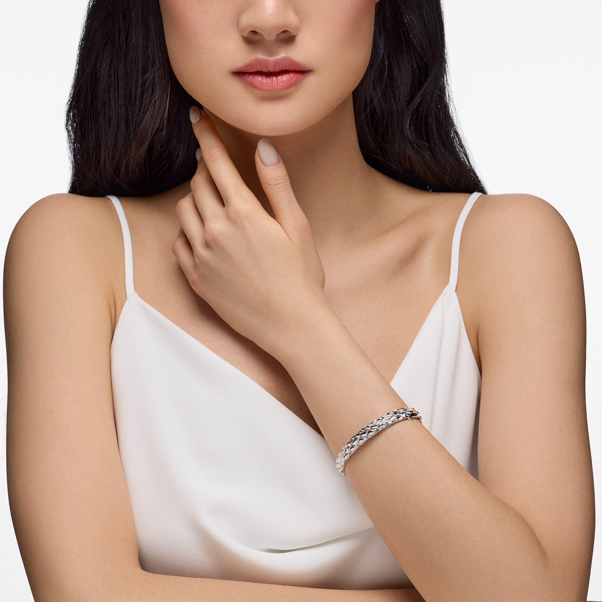 Silver Serpent Bangle, Small