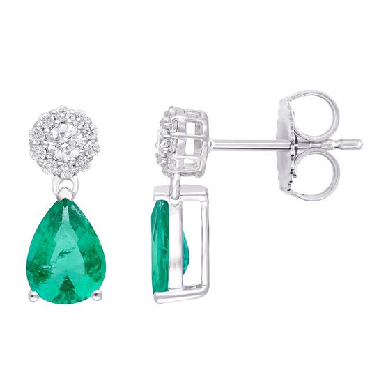 maison birks teardrop emerald diamond stud earrings sg13108e front side image number 2