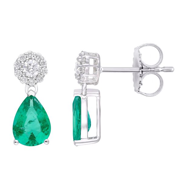 Emerald and Diamond Teardrop Earrings