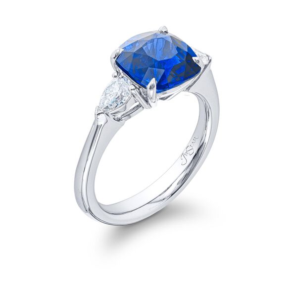 Cushion-Cut Sapphire and Pear-Shaped Diamond Ring