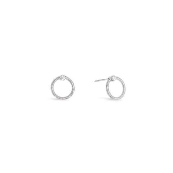 Bi49 White Gold Diamond Circle Earrings