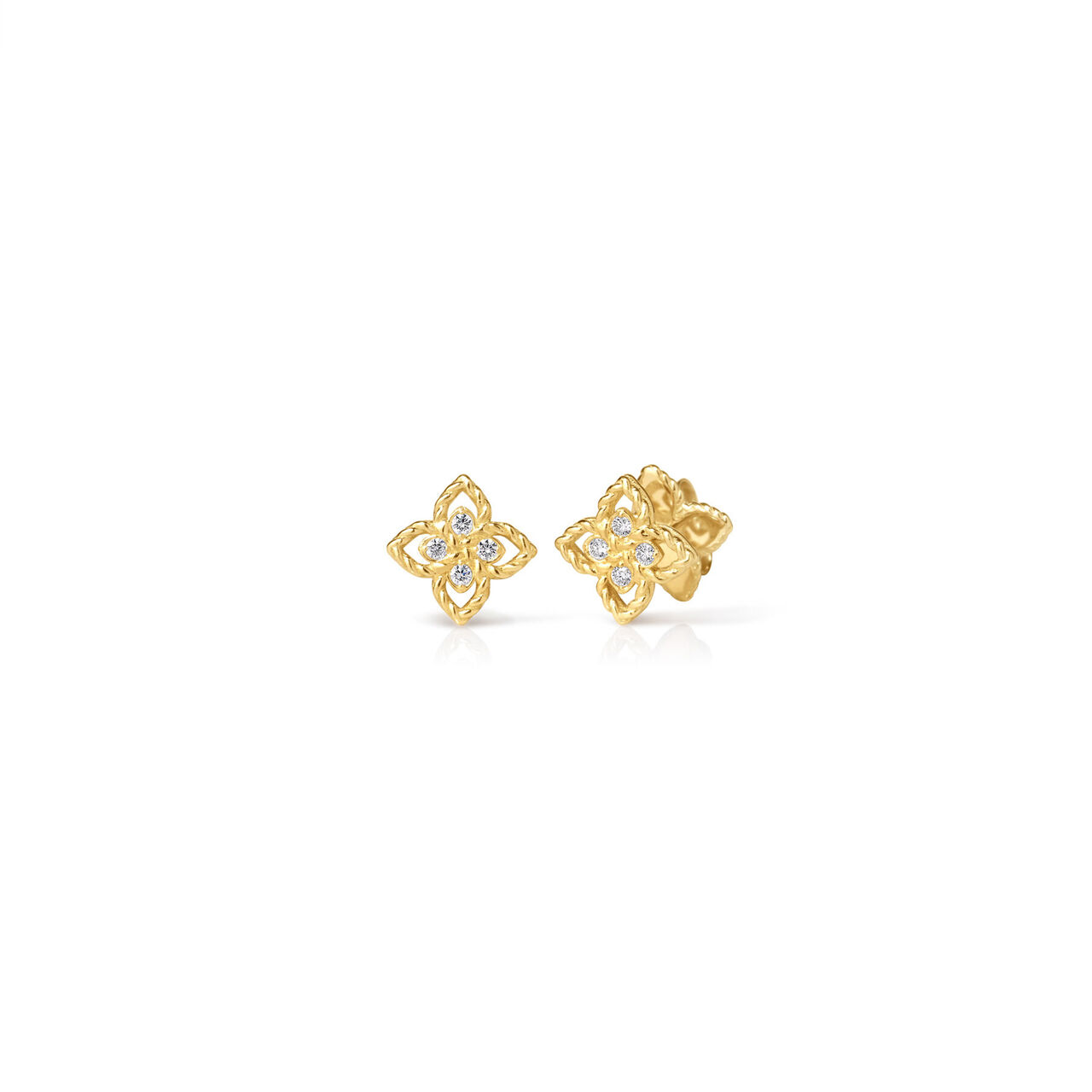 Roberto Coin Principessa Yellow Gold and Diamond Stud Earrings image number 0