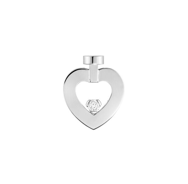 Boucle d'oreille clou coeur Pretty Woman en or blanc avec diamant, très petit modèle