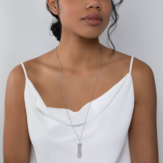 Pendentif porteur de message en diamant, or blanc image number 1