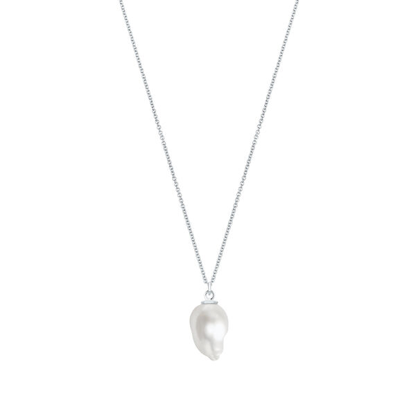 Large Freshwater Baroque Pearl And Silver Pendant