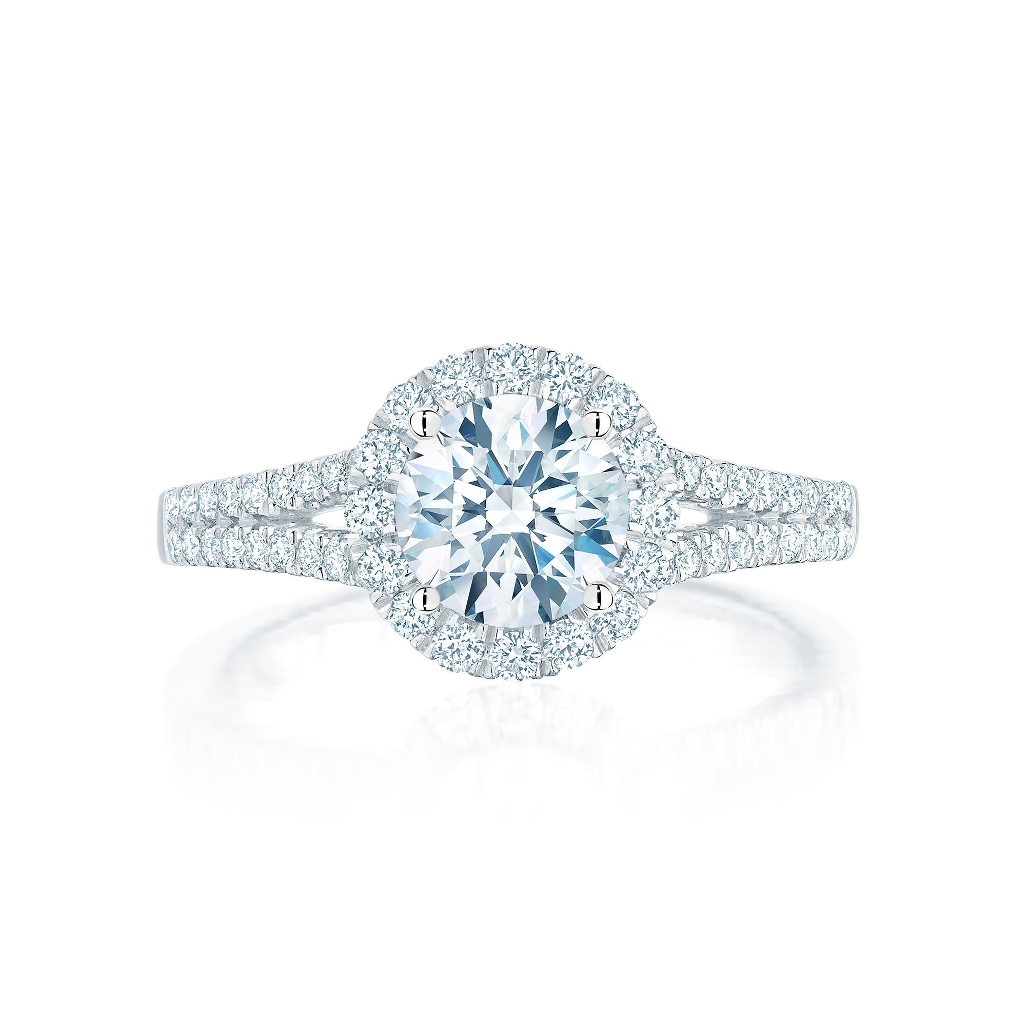 Birks Bloom Halo Split Shank Diamond Engagement Ring