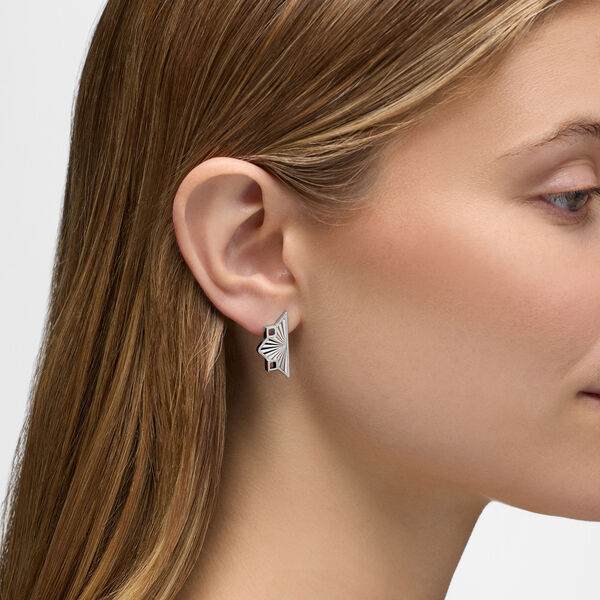 Guilloché Symmetric Sterling Silver Earrings, Large