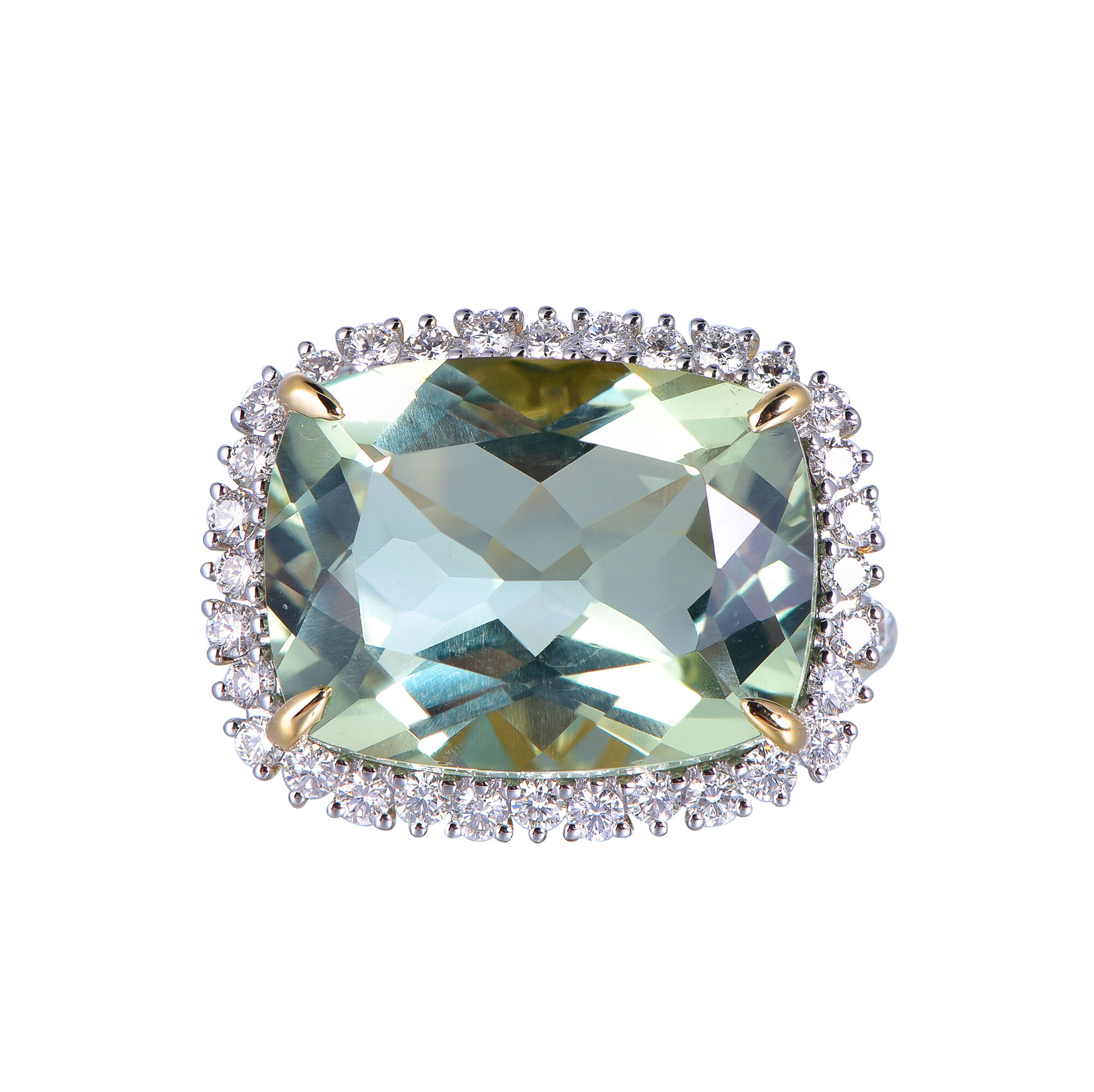 Green Amethyst Ring in Yellow Gold
