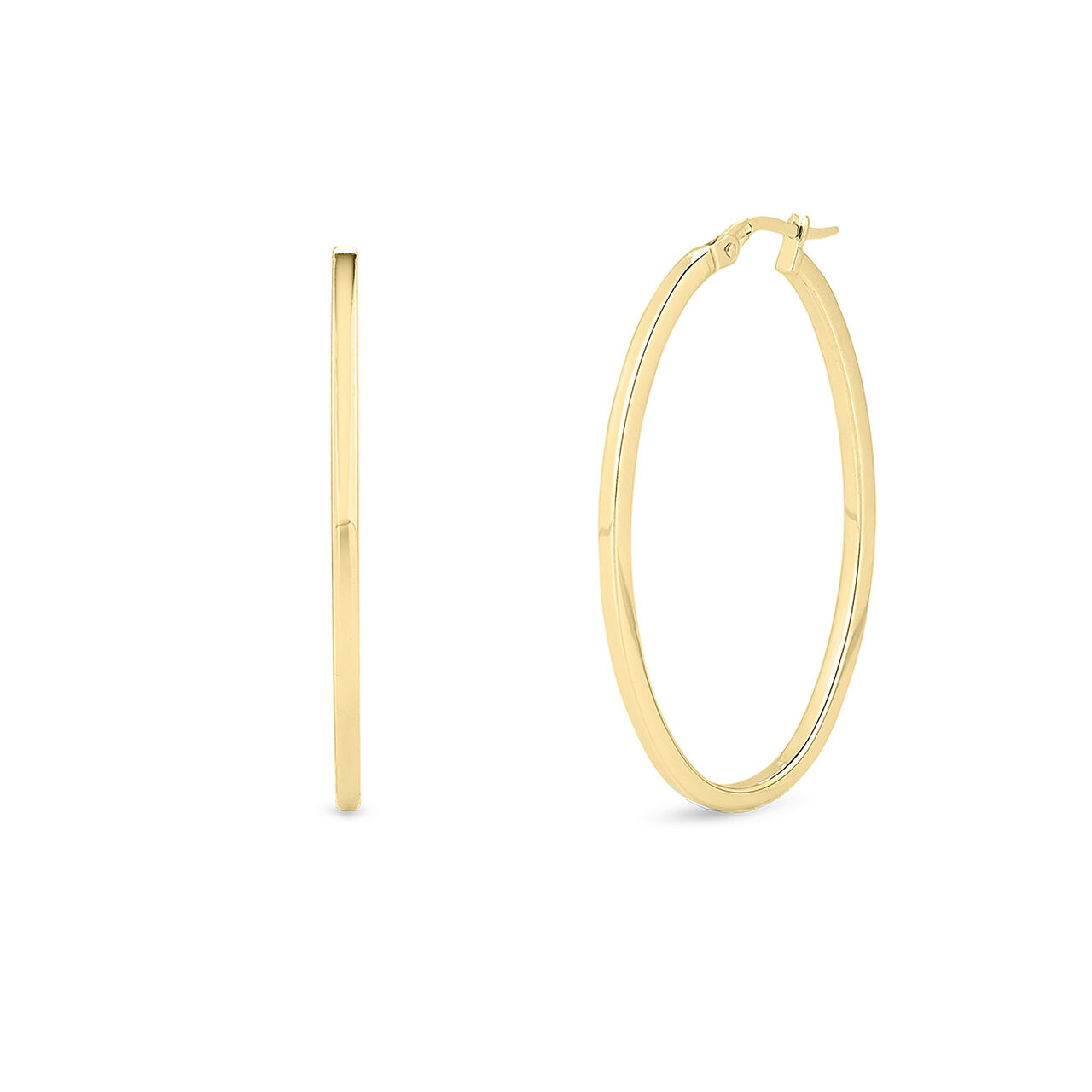 Basic Yellow Gold Large Oval Hoop Earrings image number 0