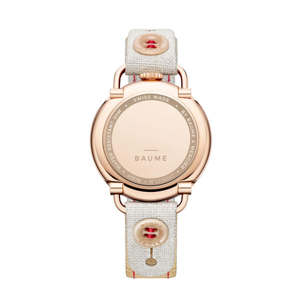 Baume 35 mm quartz en acier inoxydable et PVD rouge
