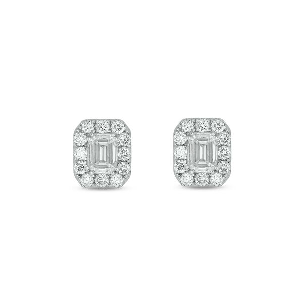 Emerald 0.75 ct Diamond Earrings in 18K White Gold