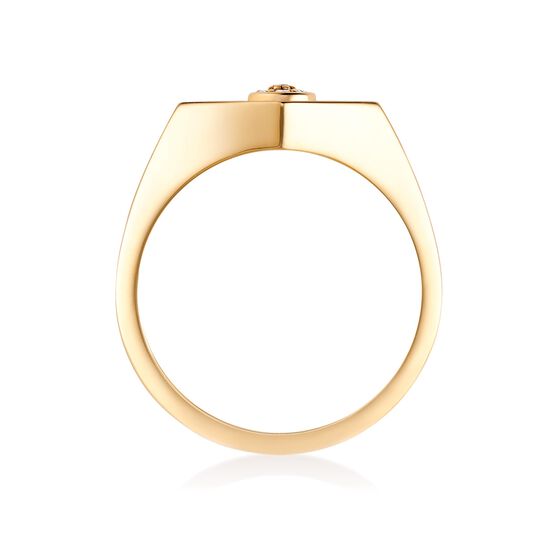 Red Enamel and Diamond Hexagon Signet Ring in Yellow Gold image number 3