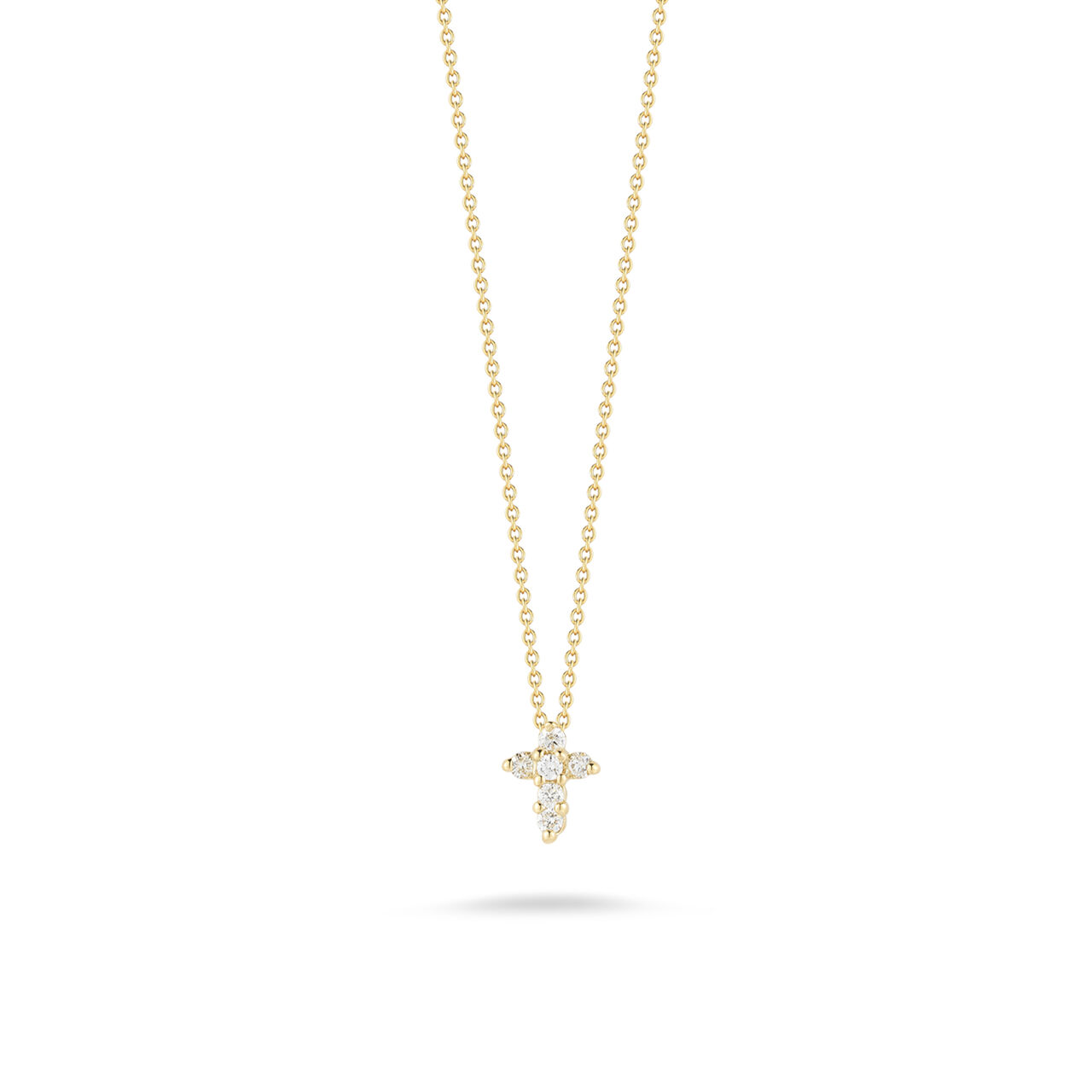 Tiny Treasure Small Yellow Gold and Diamond Cross Pendant Necklace image number 0