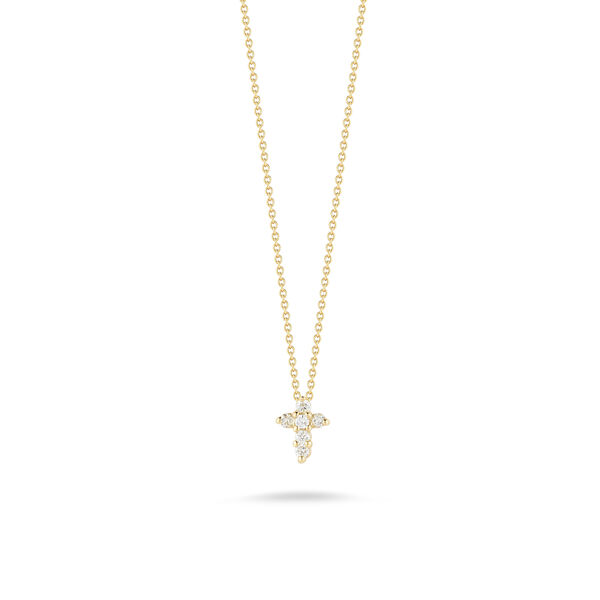 Pendentif croix Tiny Treasure en or jaune et diamants petit modèle 