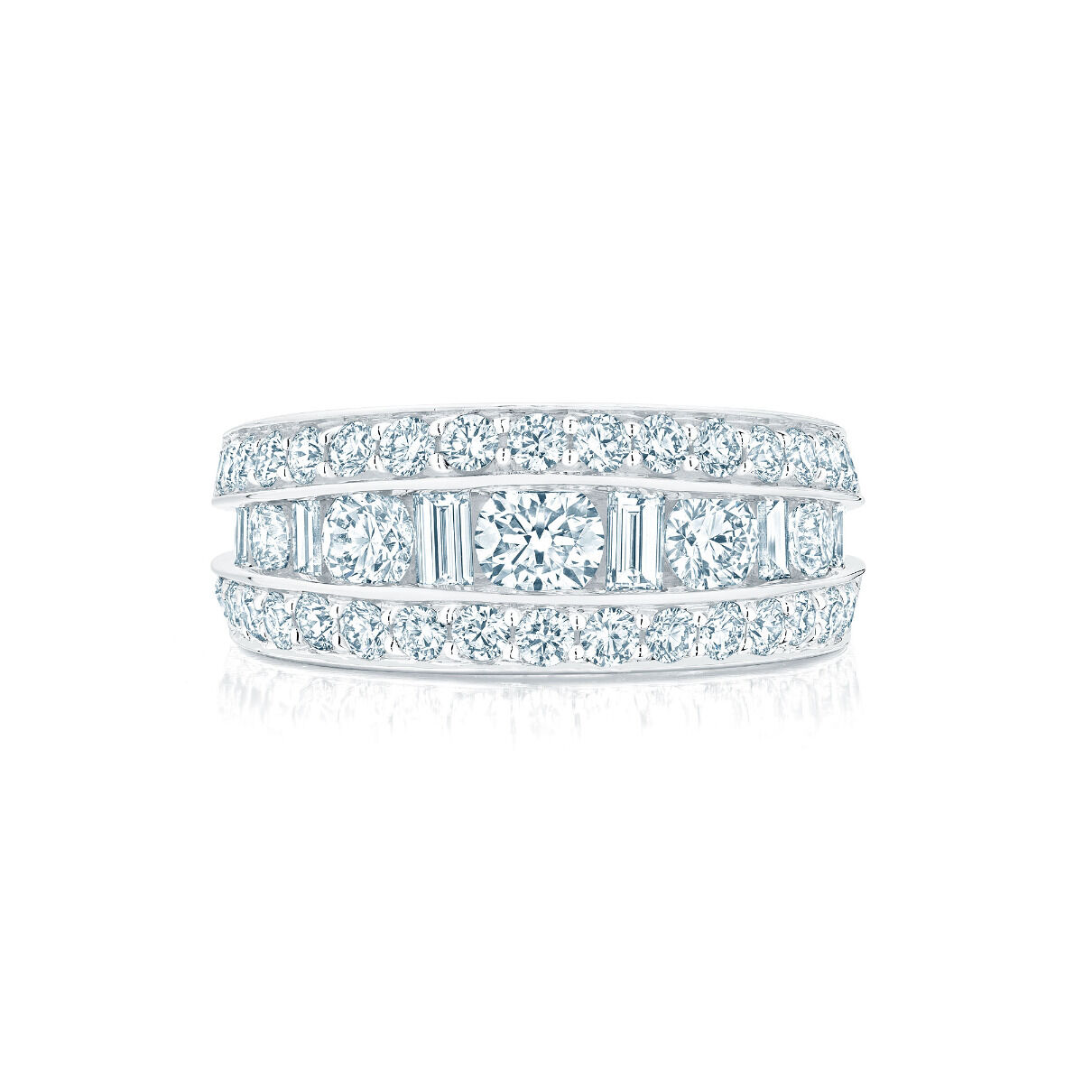 Maison Birks White Gold and 3 Row 2.16TWC Diamond Wedding Band 6.5