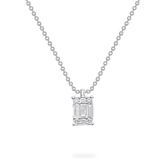 White Gold and Diamond Rectangular Cluster Pendant, Large 450018643049 image number 0