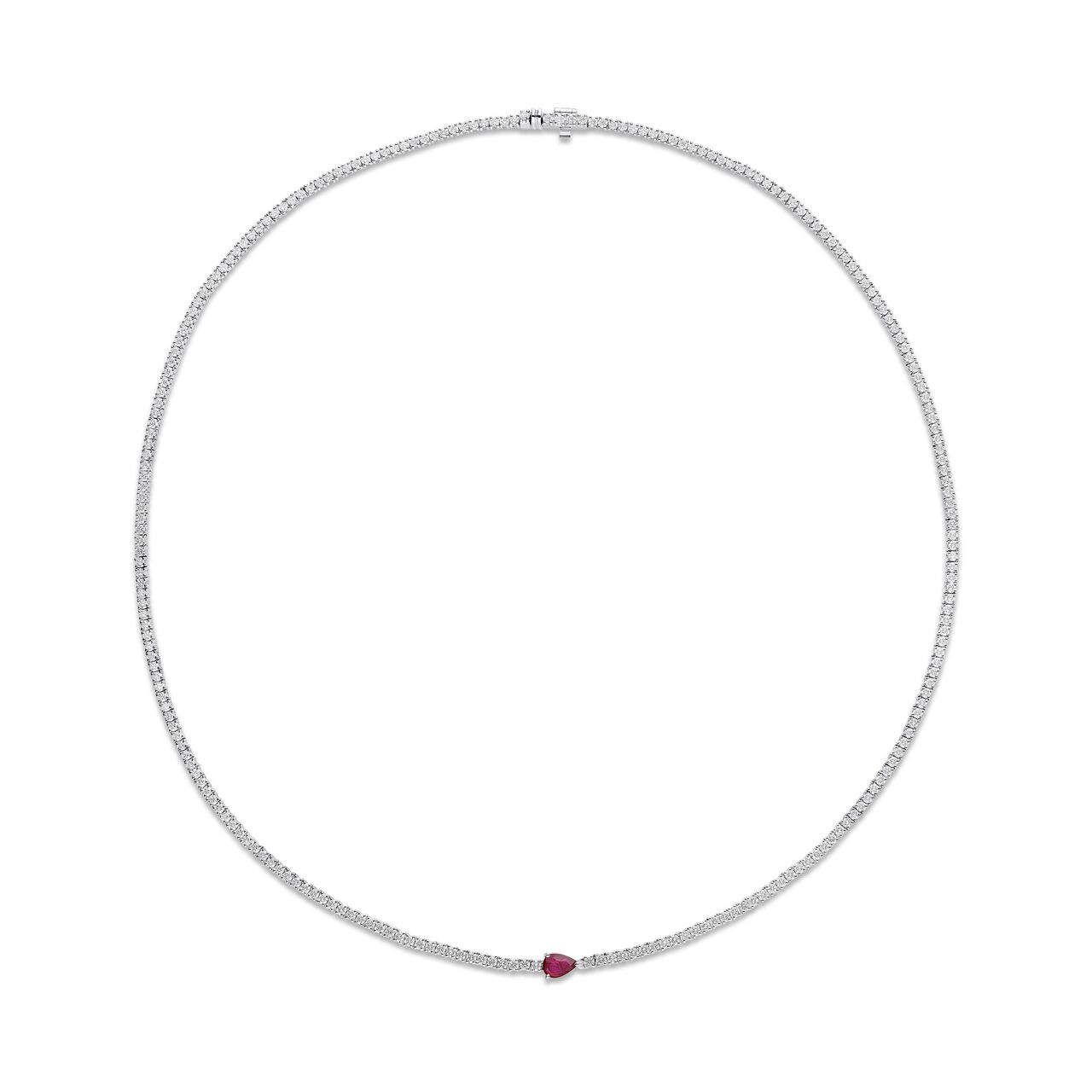Ruby Line Necklace in White Gold  image number 0