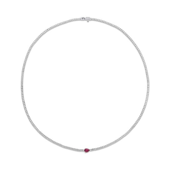 Ruby Line Necklace in White Gold  image number 0