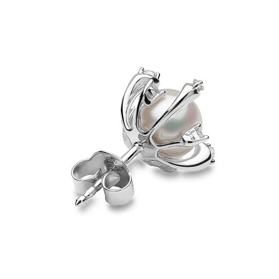 Yoko London Trend White Gold Pearl and Diamond Stud Earrings image number 4