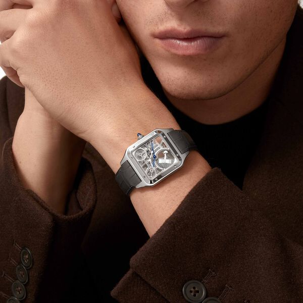 Santos Dumont Large Automatic Skelleton 43 X 31 mm Stainless Steel