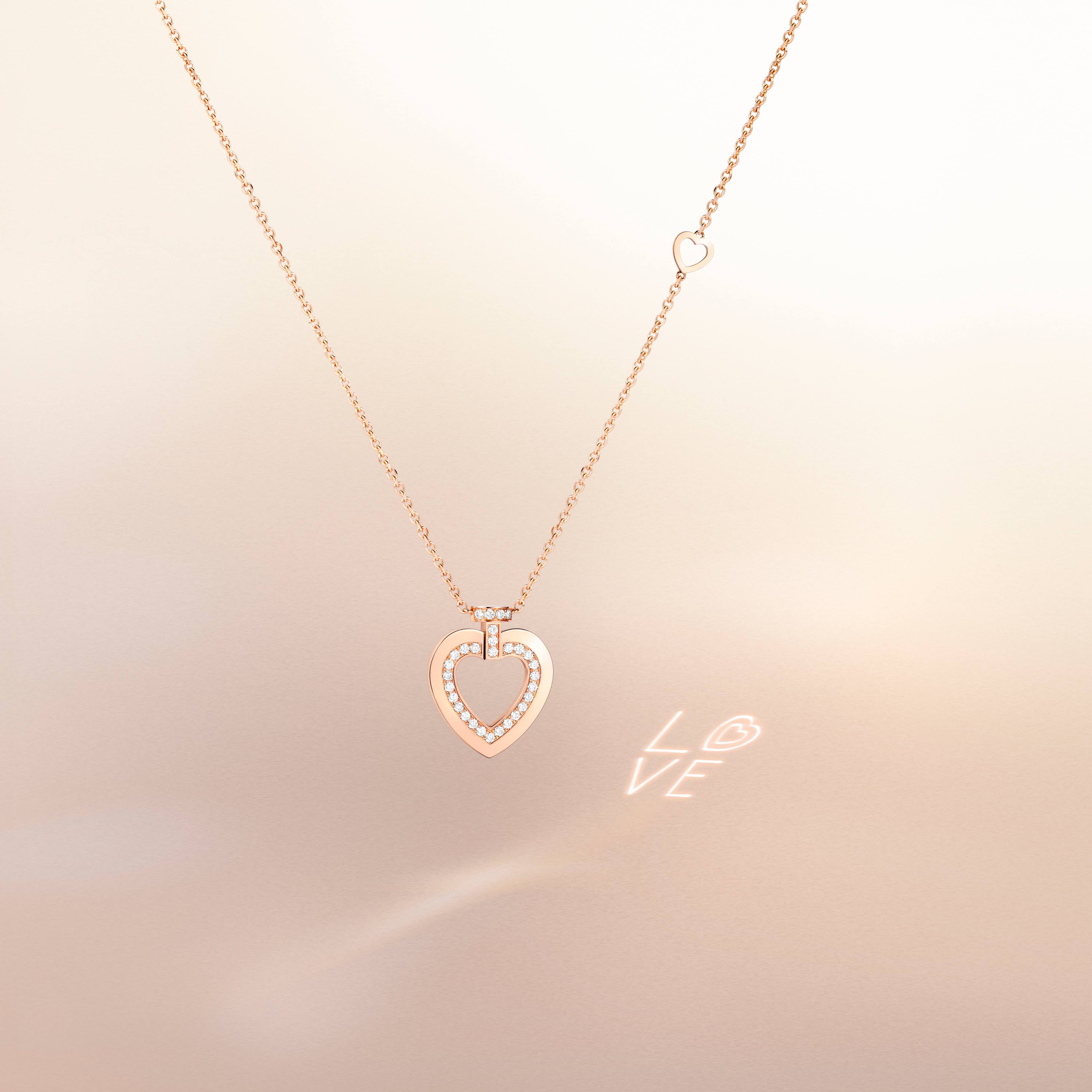 Pretty Woman Sunlight L♥VE Message Small Rose Gold and Diamond Pavé Pendant