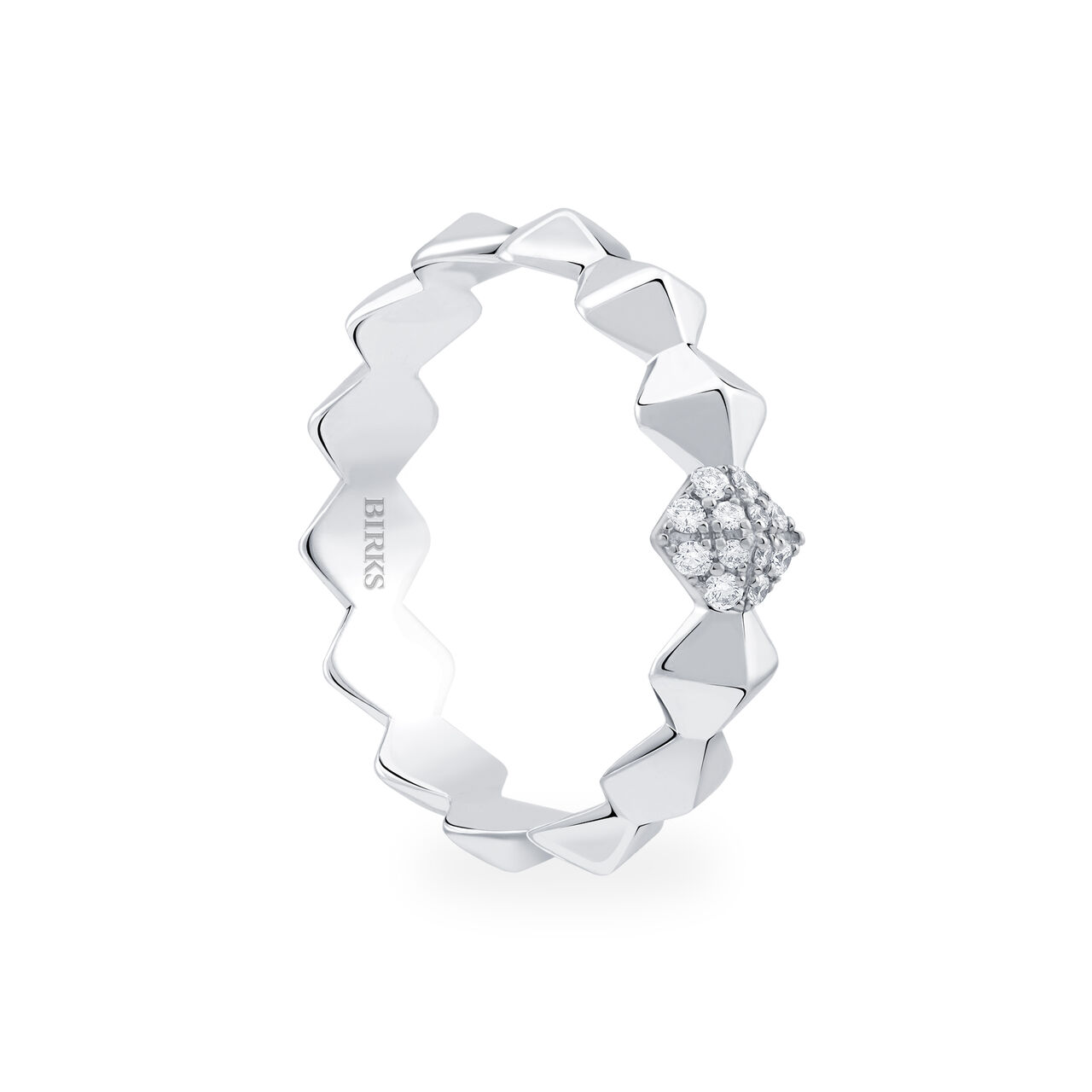 Birks Iconic Stackable White Gold and Diamond Rock & Pearl Ring image number 1