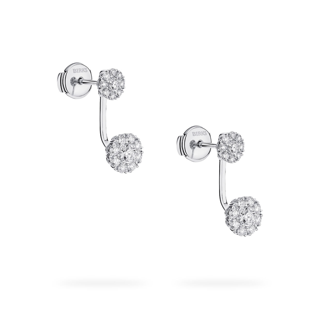 Birks Snowflake Boucles d'oreilles balanciers rondes avec diamants, grande image number 3
