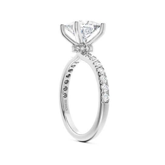 Birks D&eacute;co Princess‑Cut Solitaire Diamond Engagement Ring with Pav&eacute; Band and a Hidden Pav&eacute; Halo in White Gold image number 1