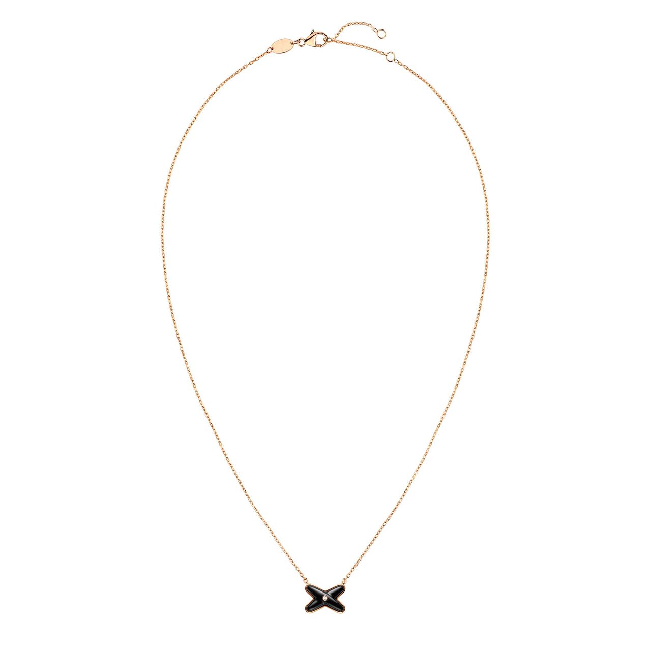 Pendentif Jeux de Liens en or rose avec onyx et diamant image number 1